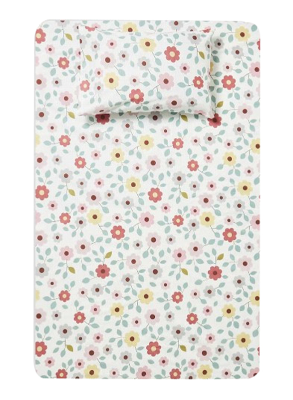 Aceir 2-Piece 180 TC Premium Collection Floral Printed Cotton Bedsheet Set, 1 Bedsheet + 1 Pillow Case, Single, Multicolour