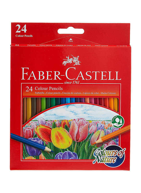 Faber Castell Colours Of Nature Colour Pencils 24 Colour In A Cardboard Box, Assorted Designs, 114426, Multicolour