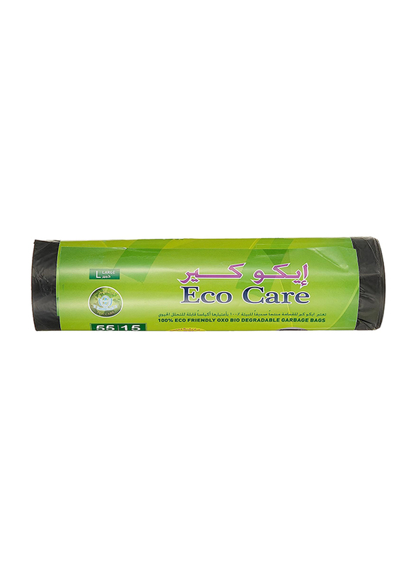 Eco Care Black Garbage Bag Roll, 80 x 110cm, 55 Gallons, 15 Piece