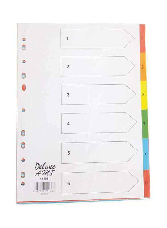 

Deluxe Manila Colour Divider with Number, 1-6 Tab, 10-Piece, 43406, Multicolour