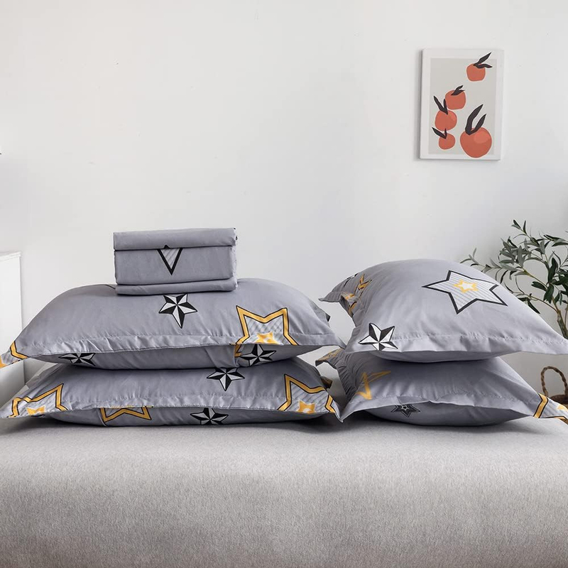 Aceir 6-Piece Microfibre Duvet Cover Set, 1 Duvet Cover + 1 Flat Sheet + 4 Pillow Covers, Double, Multicolour