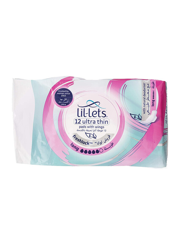 Lil-lets Freshlock Ultra Long Thin Pads with Wings, 12 Pieces