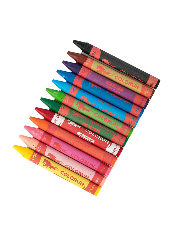 Deli 12 Piece Wax Thick Barrel Crayon, Multicolour