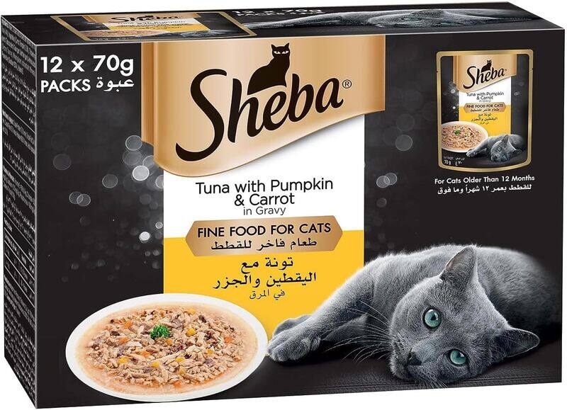 

Sheba Premium Loaf Tuna with Pumpkin and Carrot, Cat Food, Essential Vitamins and Minerals, this Sheba Wet Food is Made with Loaf Formula for Sensitiv
