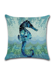 ACEIR 45 x 45cm Sea Horse Printed Cotton Blend Cushion Cover, Multicolour