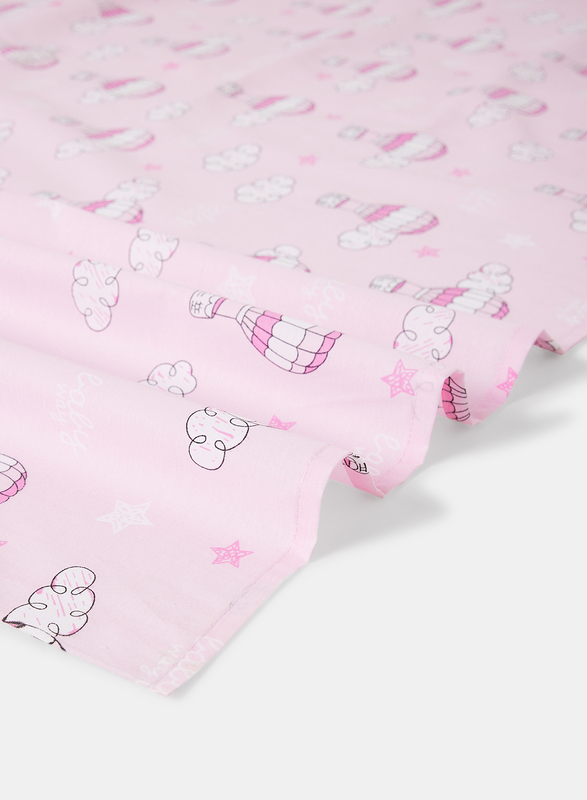 Aceir 3-Piece 180 TC Premium Collection Printed Cotton Bedsheet Set, 1 Bedsheet + 2 Pillow Cases, Queen, Pastel Pink