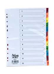 Deluxe Manila Colour Divider with Number, 1-12 Tab, 10-Piece, 43412, Multicolour