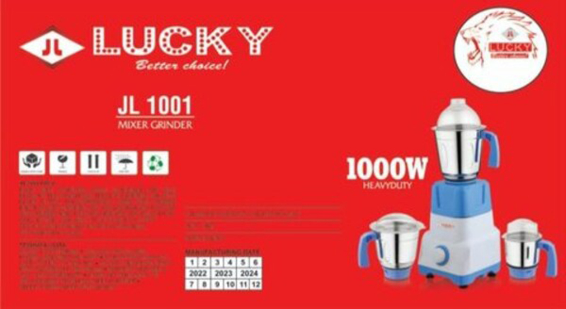 Lucky Mixer Grinder, JL-1001, Blue/White