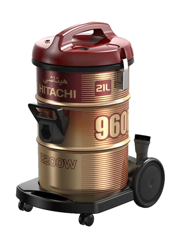 Hitachi Canister Vacuum Cleaner, 21L, 2200W, CV960F, Red/Gold/Black
