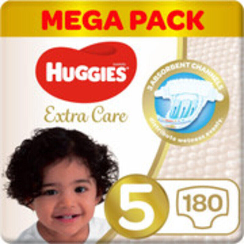 

Huggies Extra Care Size 5, Super Mega Pack, 12-22 kg 180 Diapers