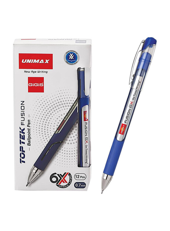 

Gigis 12-Piece Unimax Top Tek Fusion 6X Ball Pen Set, Blue