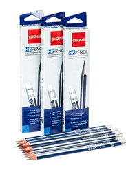 Gigis HB Graphite Pencils with Eraser HB Lead, Blue/White