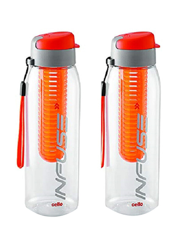 

Cello Infuse Plastic Water Bottle Set, 2 x 800ml, Orange