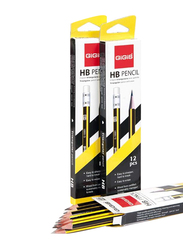 Gigis HB Graphite Pencils with Eraser HB Lead, Yellow/Black