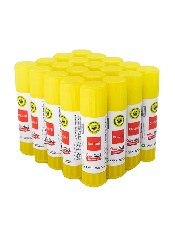 Gigis PVP Gluestick, 15gm, 20 Pieces, Yellow