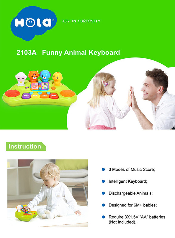 Hola Adorable Animal Keyboard Player, Multicolour