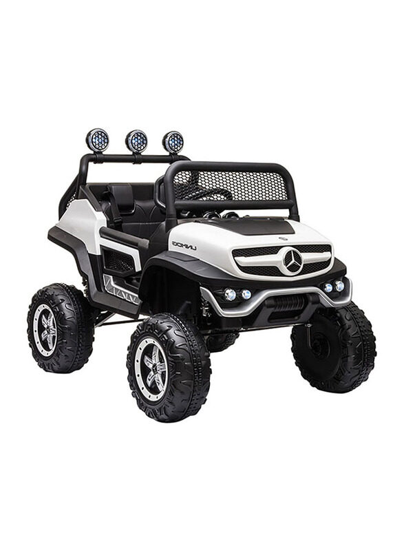 

Mercedes Benz Unimog Junior Ride-On Car, White/Black