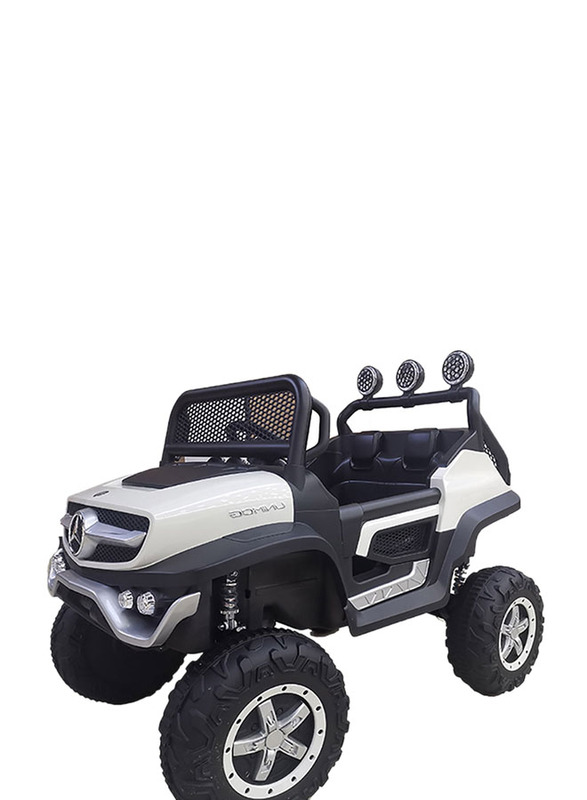 Mercedes Benz Unimog Junior Ride-On Car, White/Black