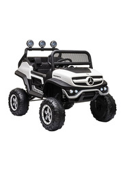 Mercedes Benz Unimog Junior Ride-On Car, White/Black