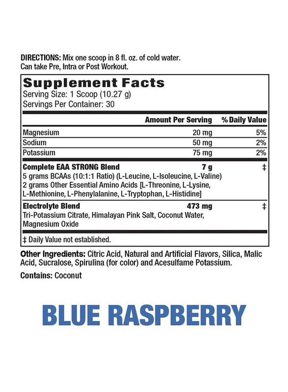 MHP EAA Strong Amino Acids Supplement, 30 Servings, Blue Raspberry