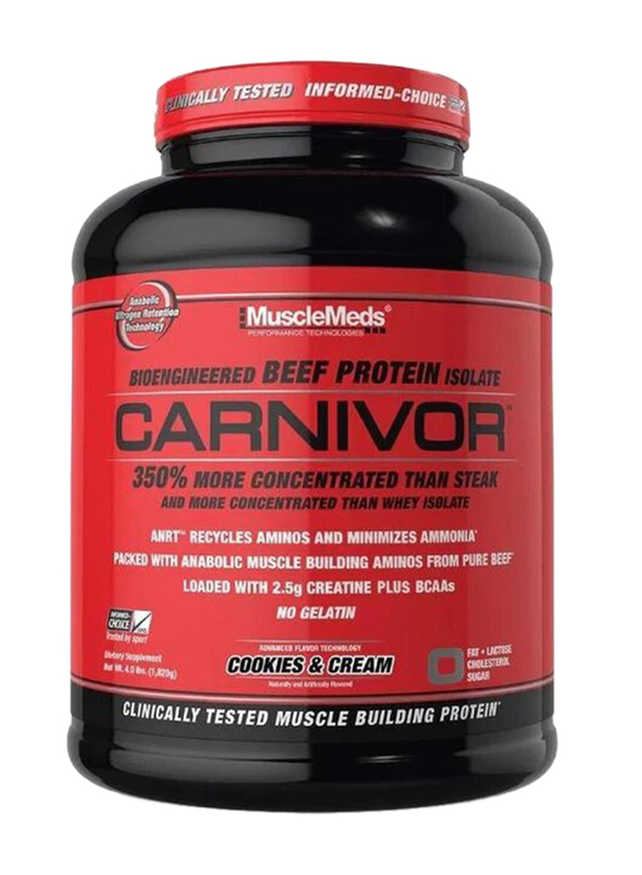 MuscleMeds Carnivor Beef Protein Isolate Powder, 4 Lbs, Cookies & Cream