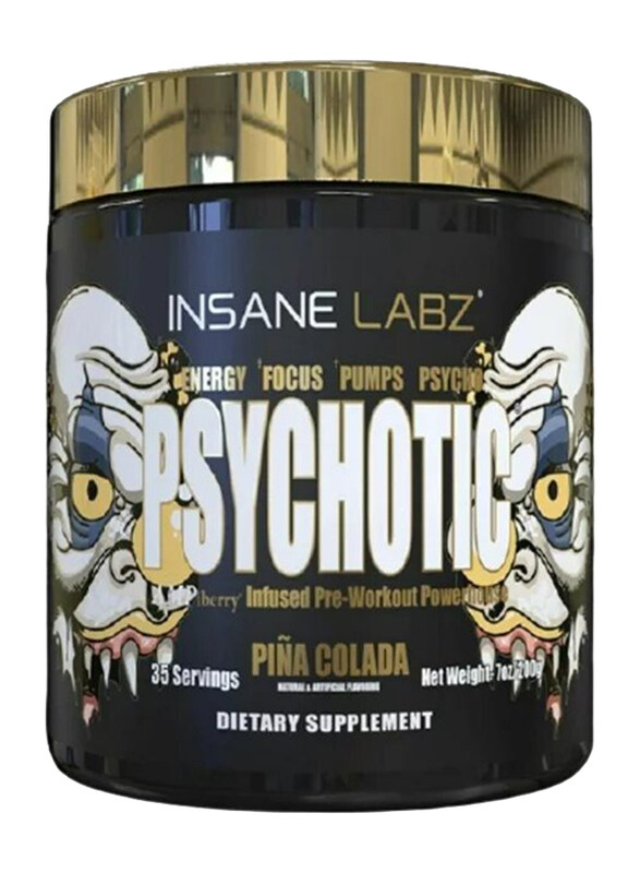 

Insane Labz 35 Servings Psychotic Gold Dietary Supplement, 200g, Pina Colada