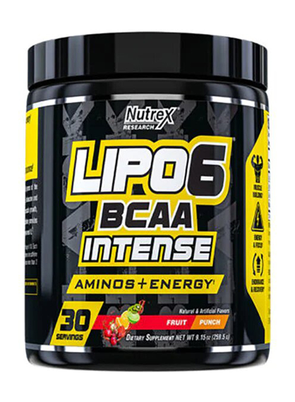 Nutrex Research Lipo6 BCAA Intence Amino Supplement, 30 Servings, Fruit Punch