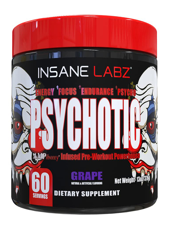 Insane Labz 60 Servings Psychotic Red Dietary Supplement, 376g, Grape