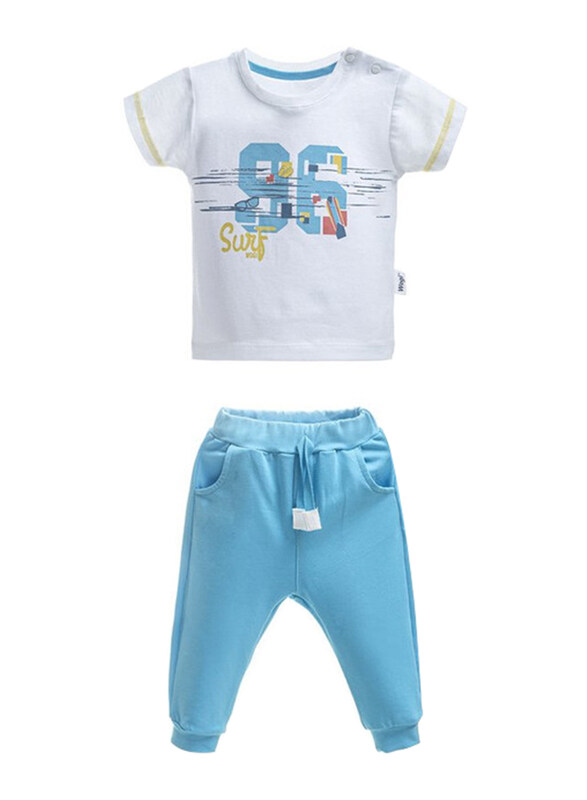 

Wogi 2-Piece 100% Cotton T-Shirt And Pants Fashion Outfit Set for Toddler Boys, 4-5 Years, Blue