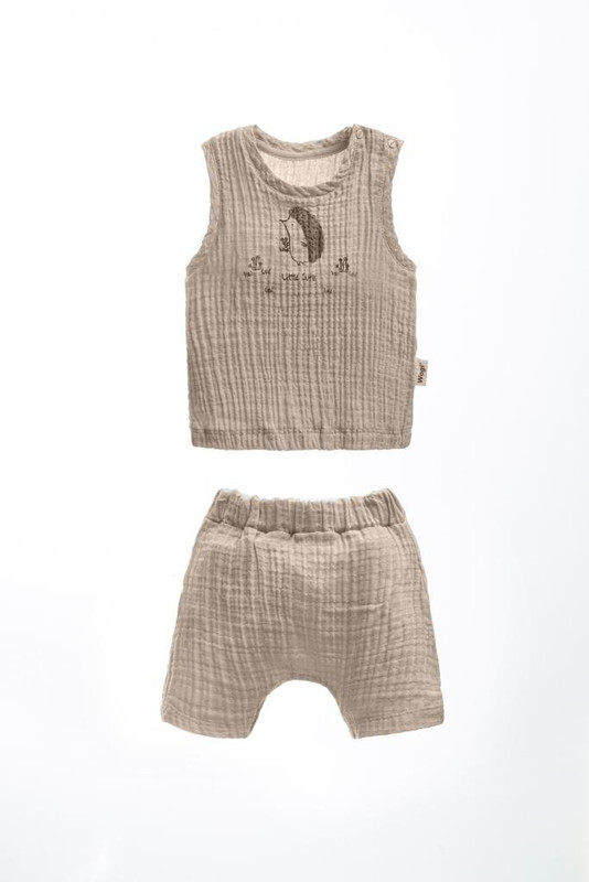 Wogi-Baby Boy 2 Pcs Fashion Muslin Outfit Set 100% Cotton Shorts And Tshirt