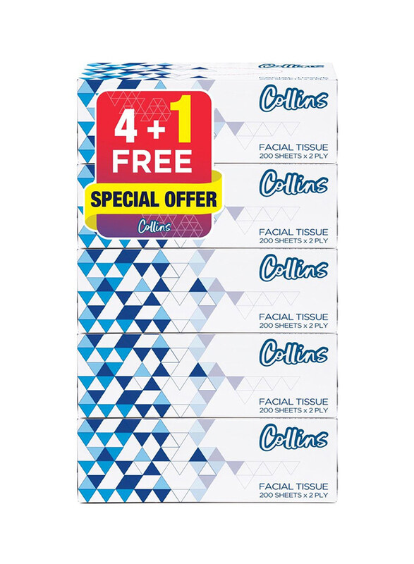 

Collins 2 Ply Facial Tissue Box, 5 x 200 Sheets