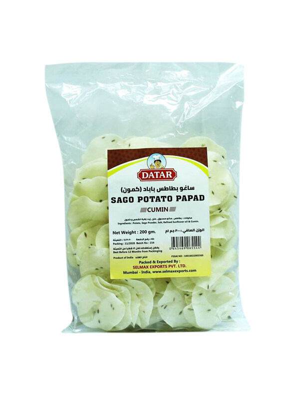 

Datar Sago Potato Papad Cumin, 200g