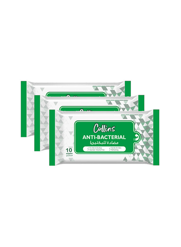 

Collins Antibacterial Wet Wipes Promo Pack, 3 x 10 Sheets