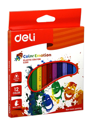 Deli Colour Emotion Plastic Crayon, EC20000, 12 Pieces, Multicolour
