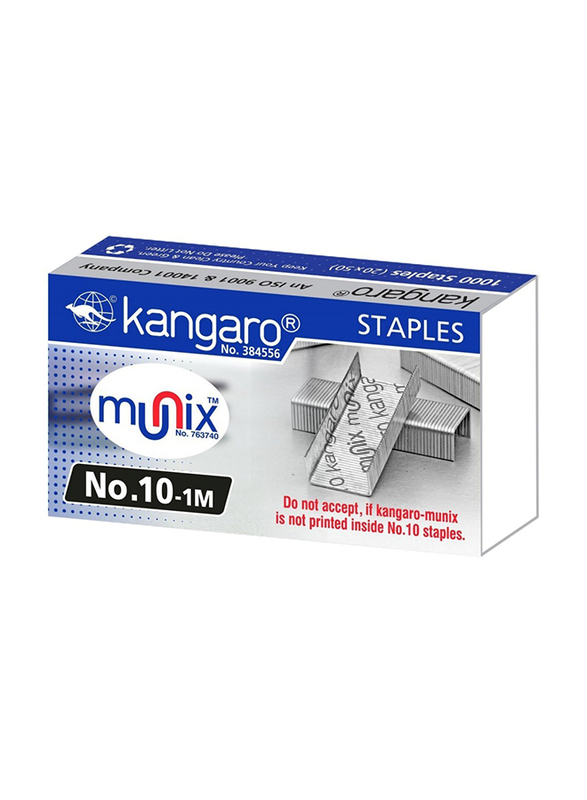 Kangaro Staple Pin No.10-1M, 1000 Pieces, Silver