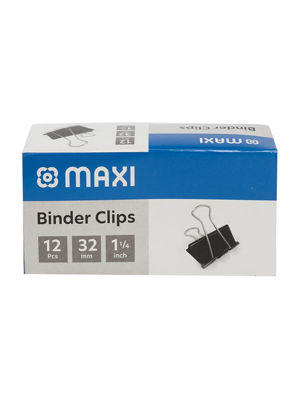 Maxi Binder Clip 32 mm, 12 Pieces, Black