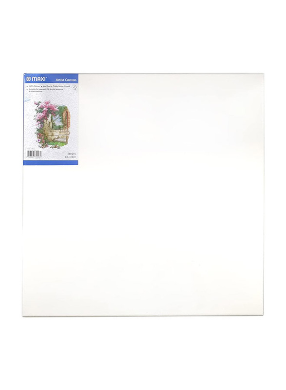 Maxi Stretched 380gsm Artist Canvas Board, 40 x 40cm, White
