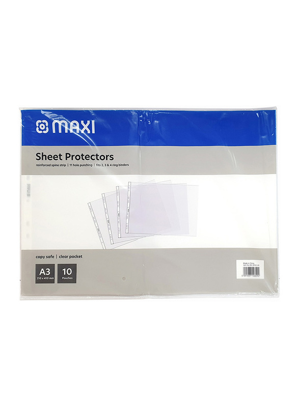 

Maxi Sheet Protector A3 65 Micron Poly Bag, 50 Pieces, Clear