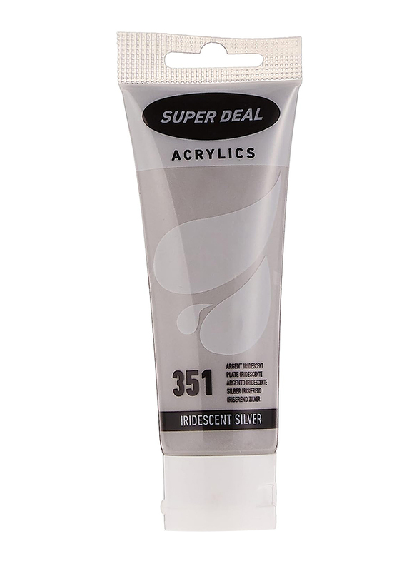 Super Deal Acrylic Paint Tube, 75ml, Iridescent Silver