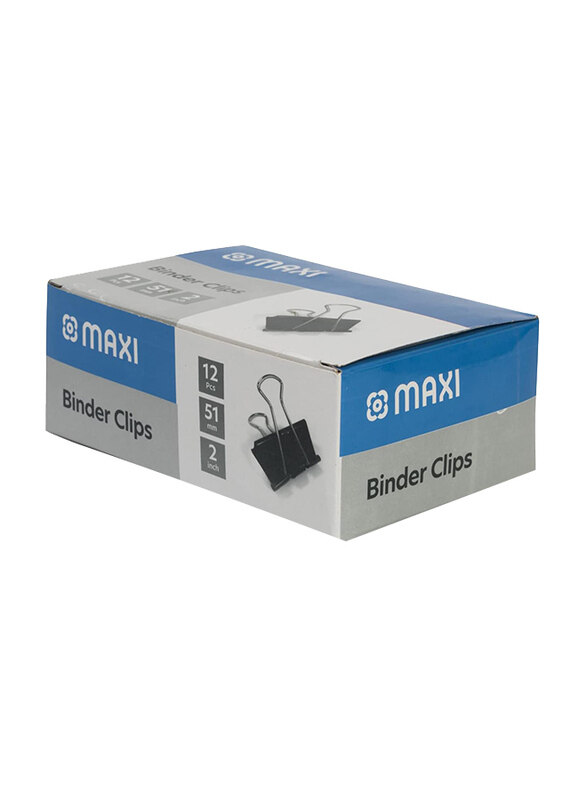 Maxi Binder Clip 51 mm, 12 Pieces, Black