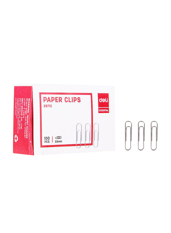 

Deli E39712 Nickel Plated Paper Clips, 33mm, 100 Pieces, Chrome