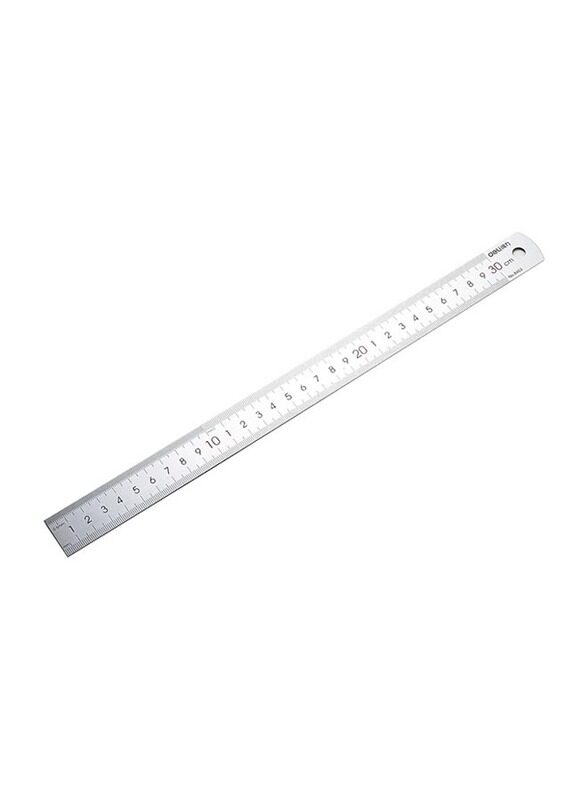 

Deli 30cm Metal Ruler, Silver