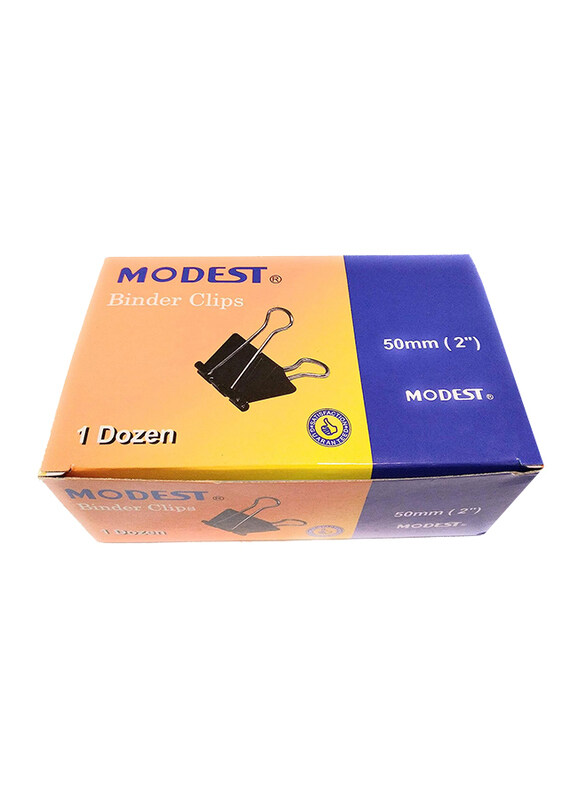 

Modest Binder Clips, 50mm, 12 Pieces, Black