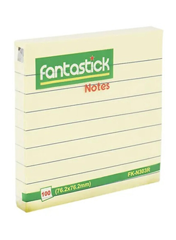 

Fantastick 3-inch Ruled Sticky Notes, Fk-N303R, Yellow