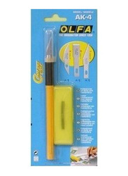 Olfa Utility Art Knife with Cushion Grip With 3 Spare Blades, Yellow