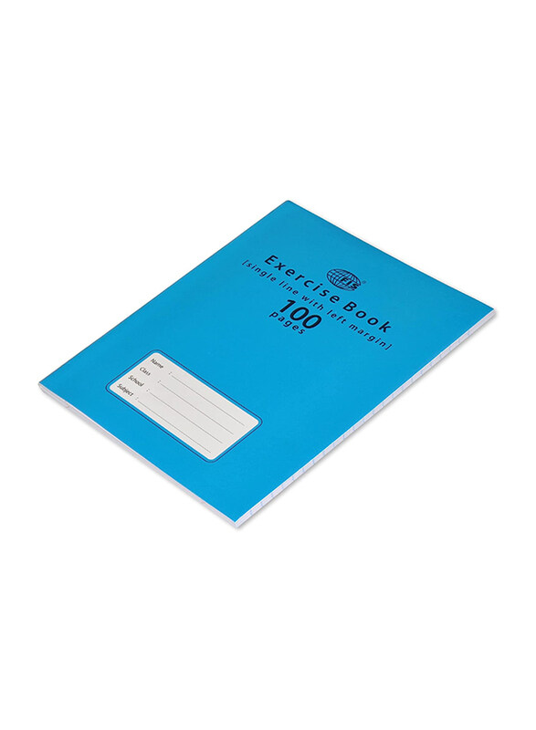 

FIS Single Line Exercise Book with Left Margin, 100 Pages, Blue