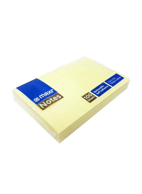 Maxi Sticky Notes, 75 x 50 mm, 100 Sheet, Yellow