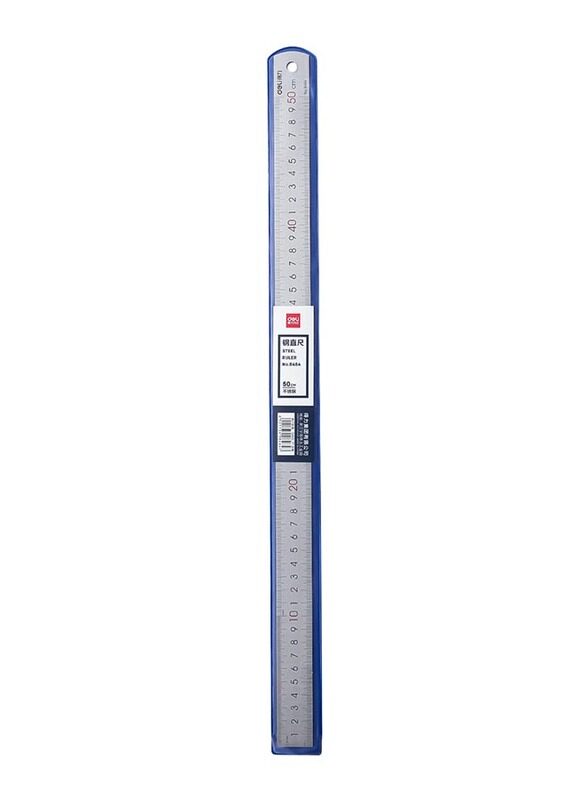 

Deli 50cm Steel Ruler, Silver