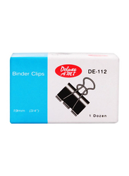 Deluxe Binder Clip, 19mm, 12 Pieces, Black