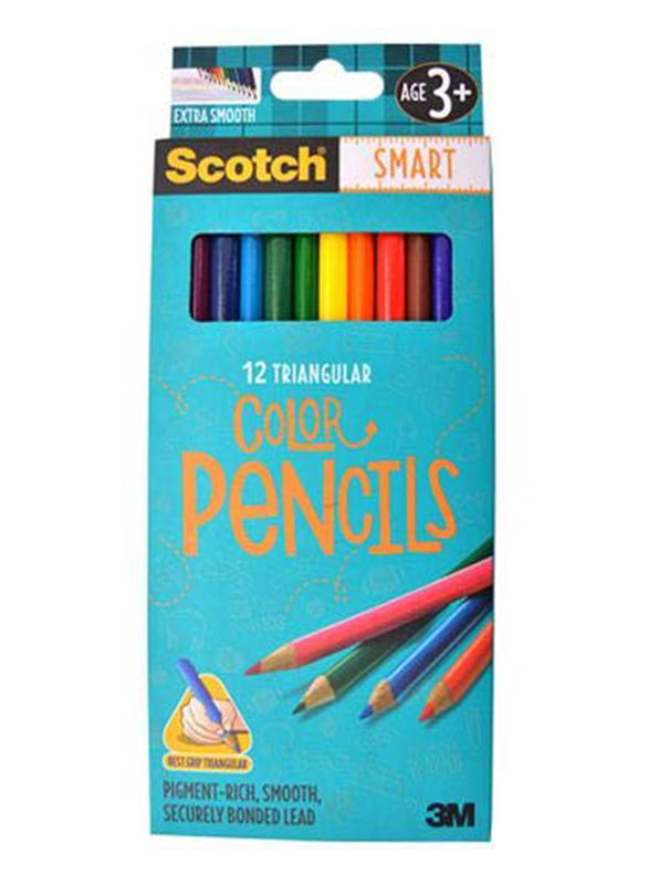 Scotch Smart Triangular Colour Pencil, 12 Pieces, Multicolour